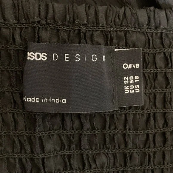 New! ASOS DESIGN scoop neck crinkle maxi sundress with cross back black Size 18 - Picture 5 of 6